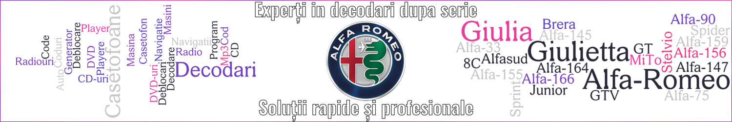 experti decodari casetofoane navigtii auto Alfa Romeo