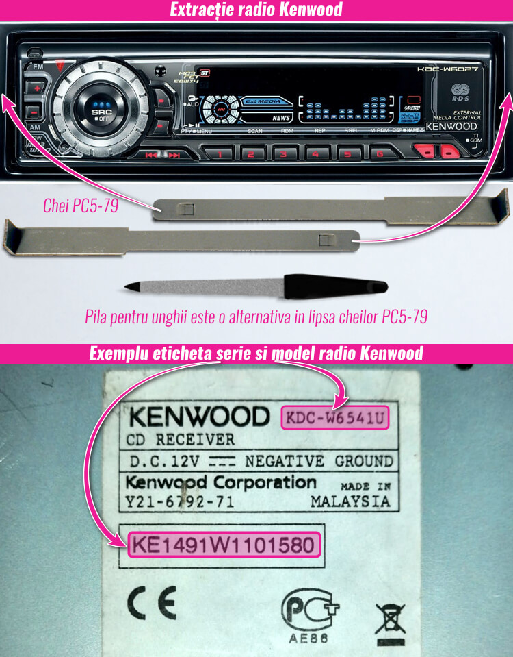extragerea si decodare radio casetofon kenwood