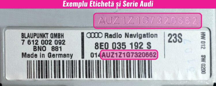 decodari radio cd casetofoane audi eticheta serie