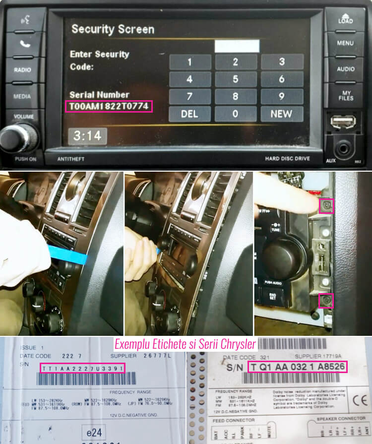 extragerea decodare radio casetofon navigatie chrysler
