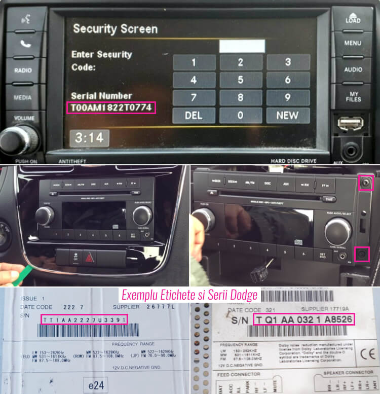 extragerea decodare radio casetofon navigatie dodge