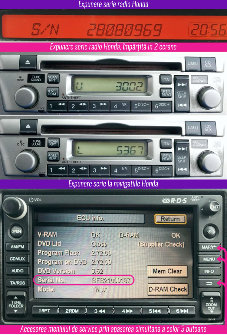 extractie decodare radio honda