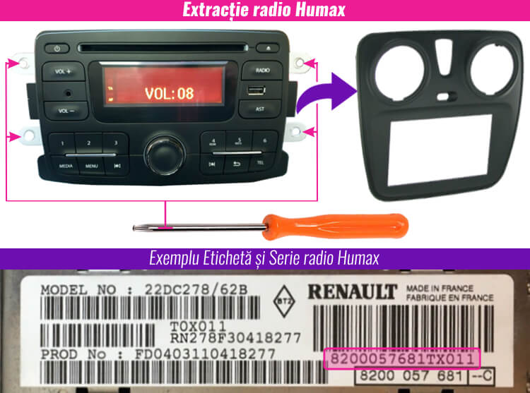 extragerea decodare radio casetofon humax