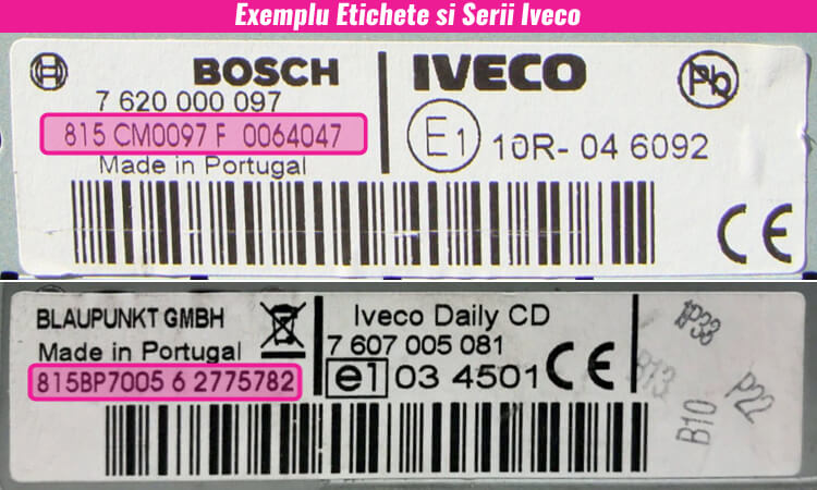 decodari radio cd casetofoane iveco eticheta serie