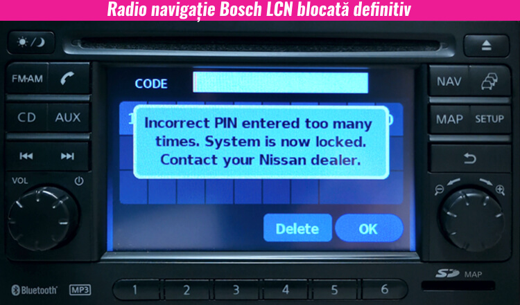 radio navigatie nissan bosch lcn blocata