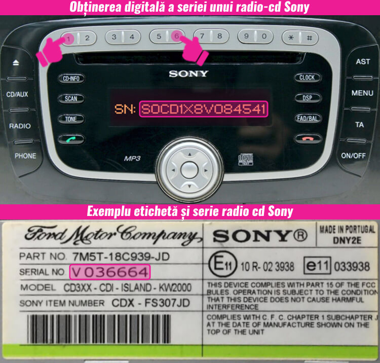 decodari radio cd casetofoane sony